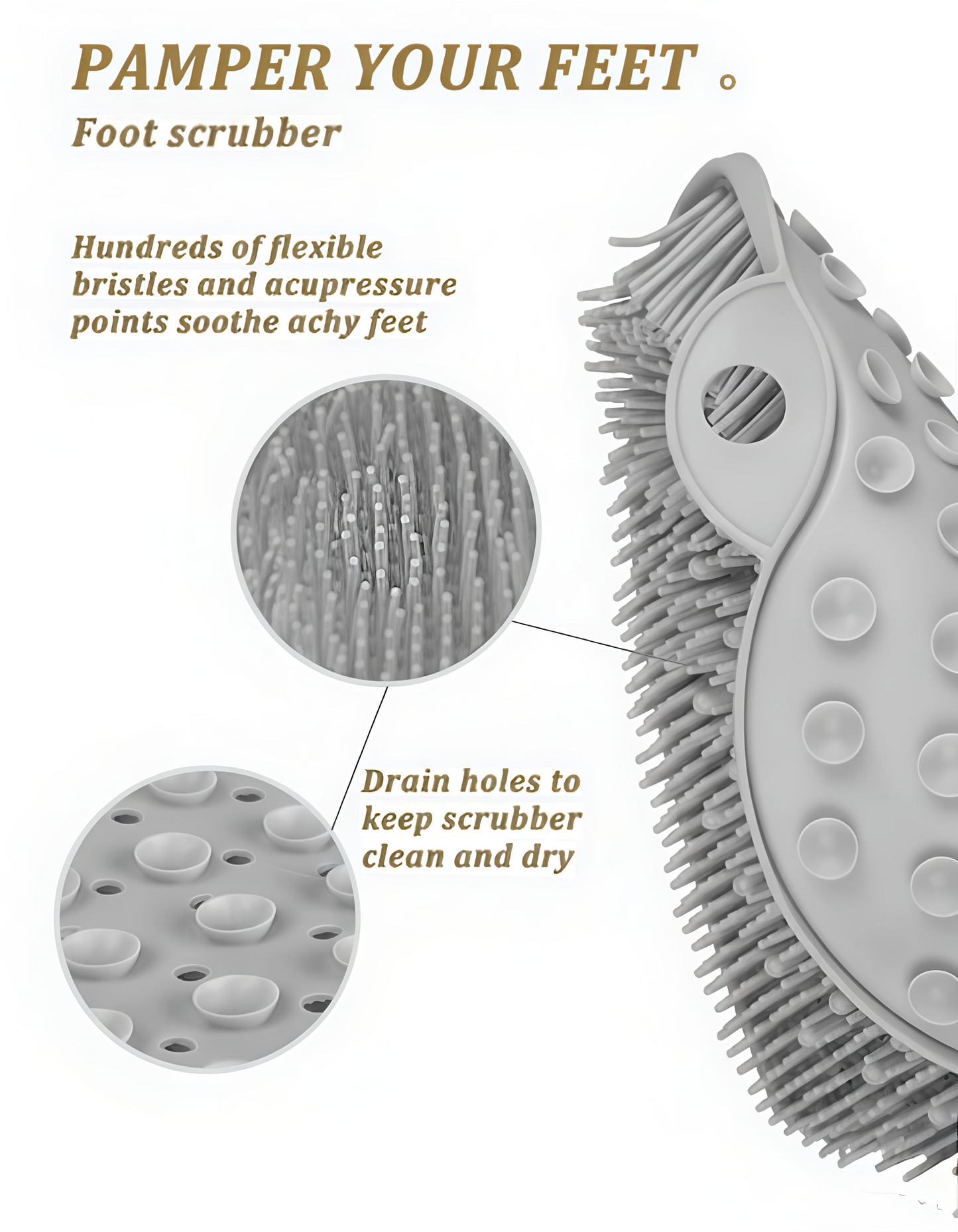 FlexiClean™ Silicone Shower Back & Foot Scrubber Mat with Suction Grip