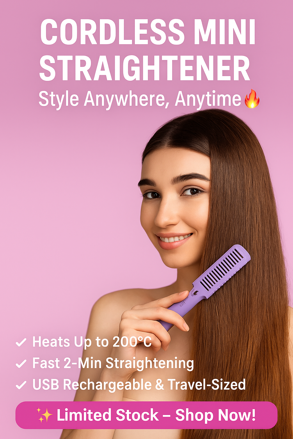 GlamRush X™ - Cordless, Rechargeable Mini Straightener