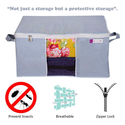 Multipurpose Storage Bag - UnderBed Blanket Storage Bag Covers With Handles(Set of 2)